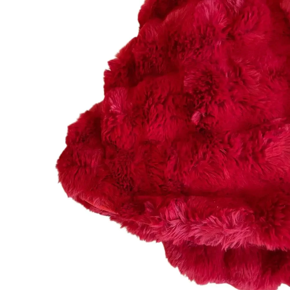 TAHARI Ruby Red Faux Fur Tree Skirt 60